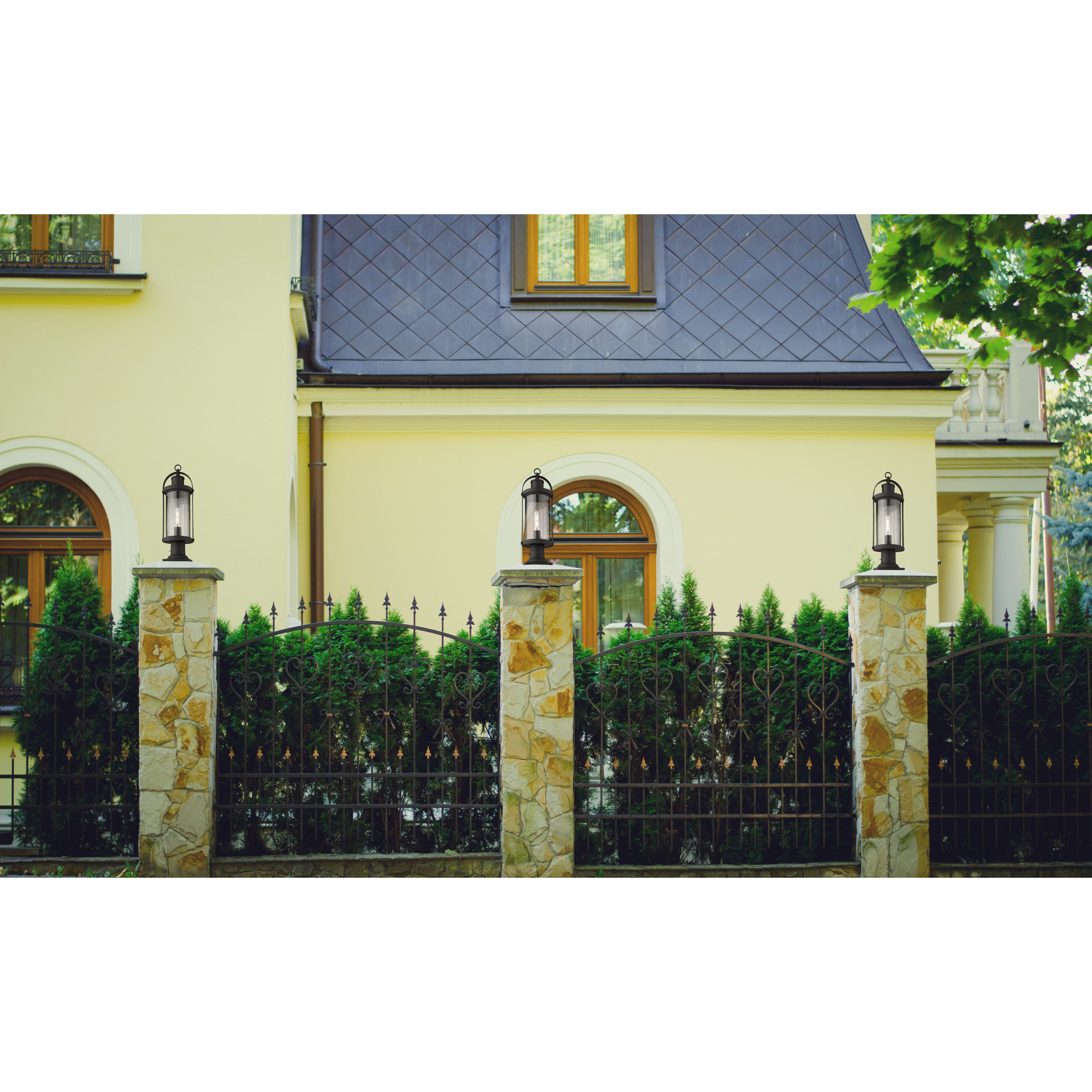 Roundhouse 1 Light 22.5 inch Black Outdoor Pier Mounted Fixture