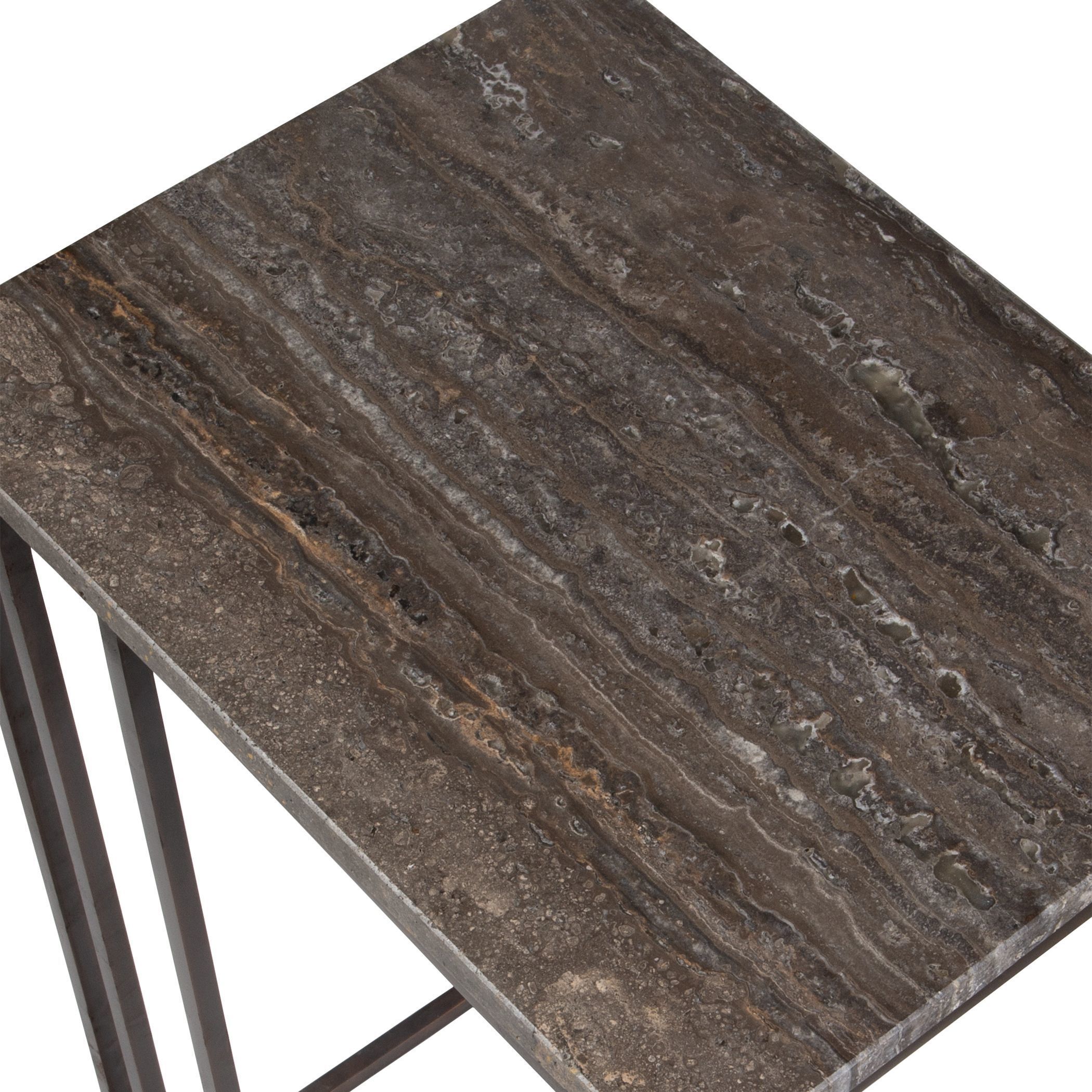 Theodore 23 X 16 inch Titanium Travertine and Dark Bronze Accent Table