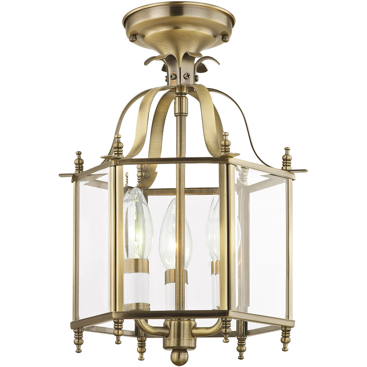 Livingston 3 Light 10 inch Antique Brass Convertible Mini Pendant/Ceiling Mount Ceiling Light