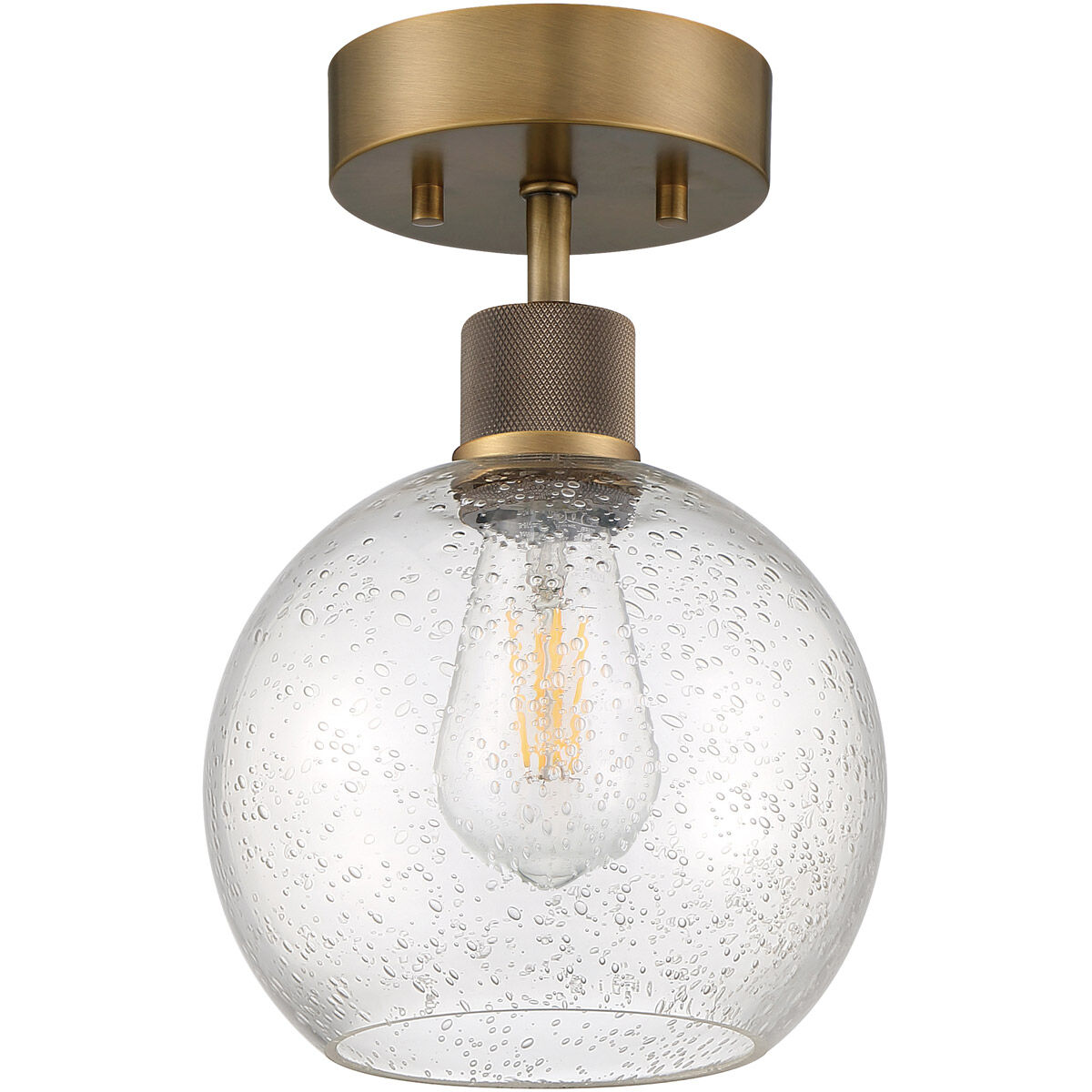 Port Nine LED 8 inch Antique Brushed Brass Semi-Flush Ceiling Light