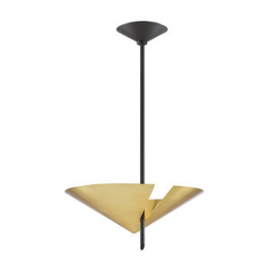 Equilibrium 2 Light 15.75 inch Aged Brass / Black Pendant Ceiling Light