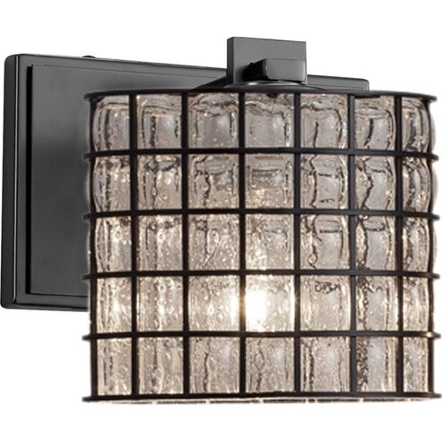 Wire Glass LED 7 inch Brushed Nickel ADA Wall Sconce Wall Light in 700 Lm LED, Swirl with Clear Bubbles, Era