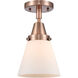 Franklin Restoration Small Cone 1 Light 6 inch Antique Copper Flush Mount Ceiling Light in Matte White Glass