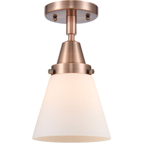 Franklin Restoration Small Cone 1 Light 6 inch Antique Copper Flush Mount Ceiling Light in Matte White Glass