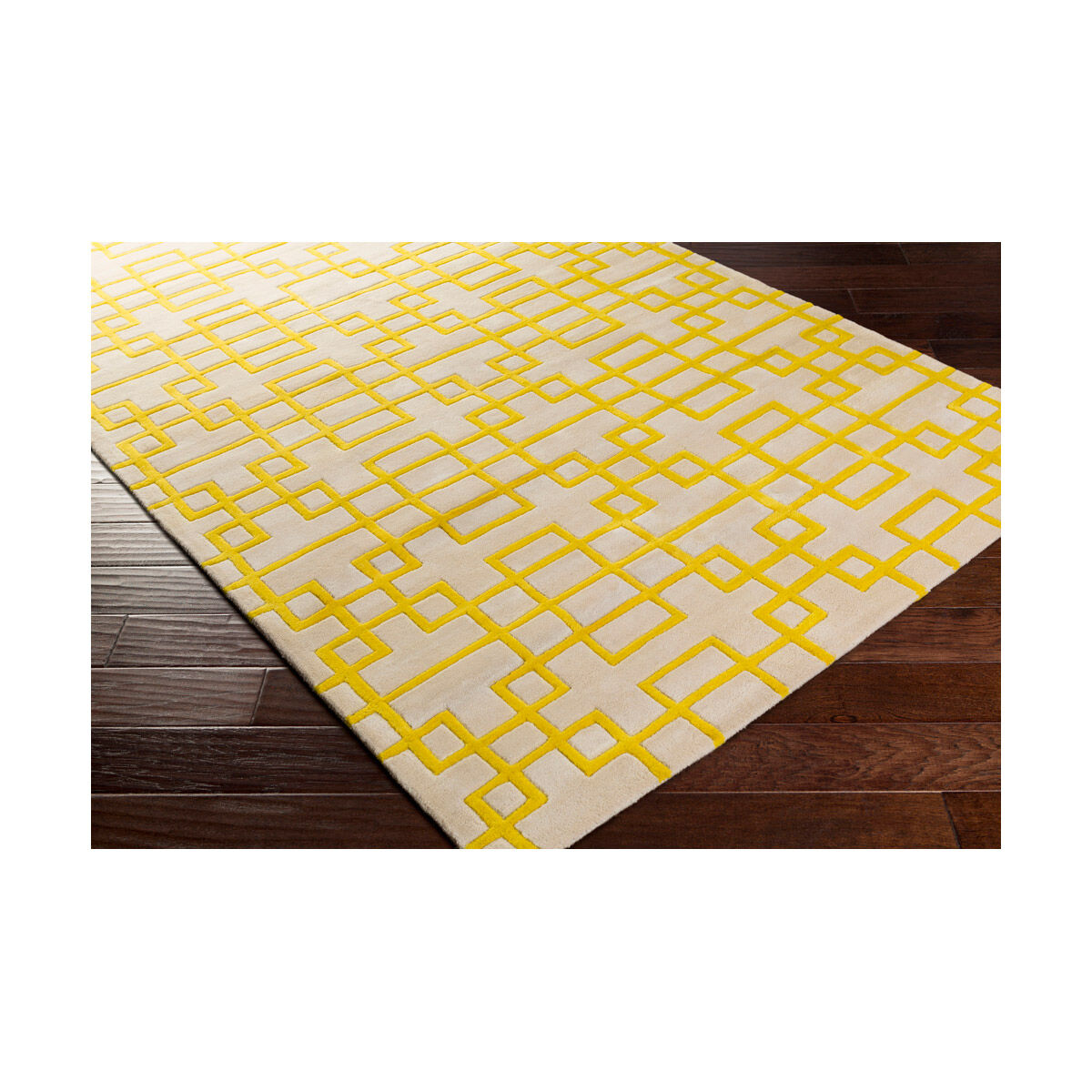 Goa 96 X 30 inch Yellow and Neutral Runner, Wool