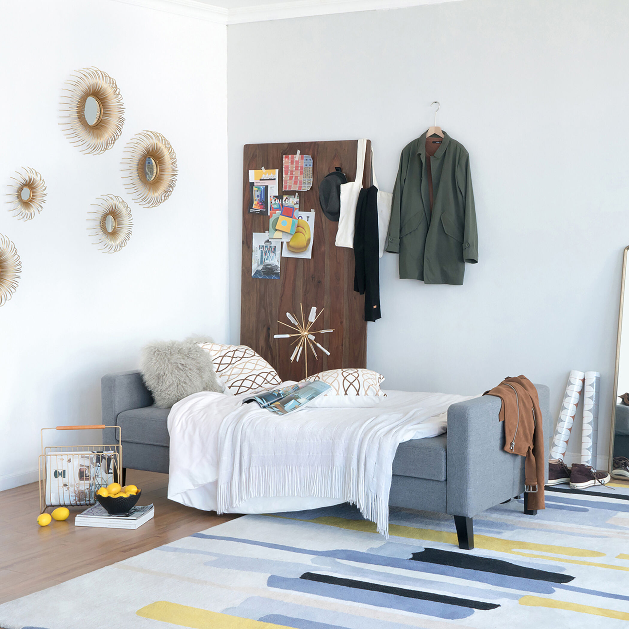 Small Biscuit Tufted Gray Sofa