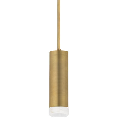 Luxe LED 3.75 inch Patina Brass/Alabaster Pendant Ceiling Light