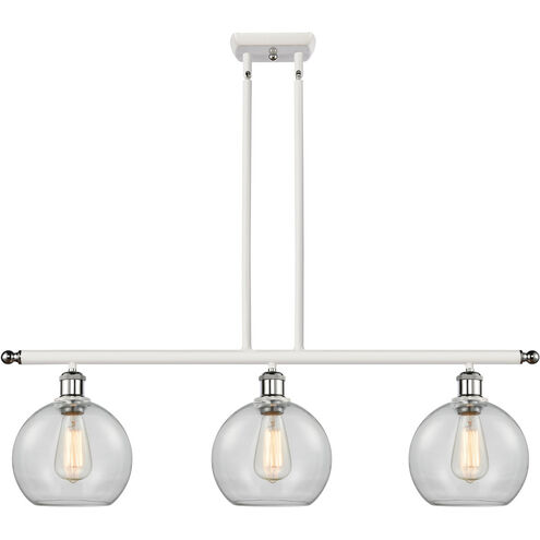 Ballston Athens 3 Light 36 inch White and Polished Chrome Island Light Ceiling Light in Clear Glass, Ballston