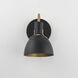 Dusk 1 Light 6 inch Black and Antique Brass Bath Vanity Wall Light
