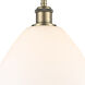 Ballston Dome LED 12 inch Antique Brass Mini Pendant Ceiling Light in Matte White Glass
