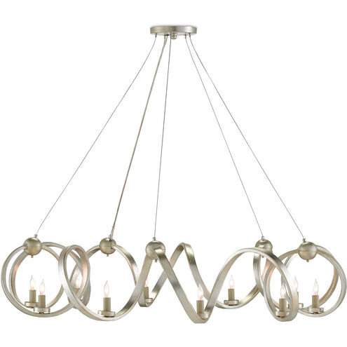 Ringmaster 10 Light 46 inch Contemporary Silver Leaf Chandelier Ceiling Light