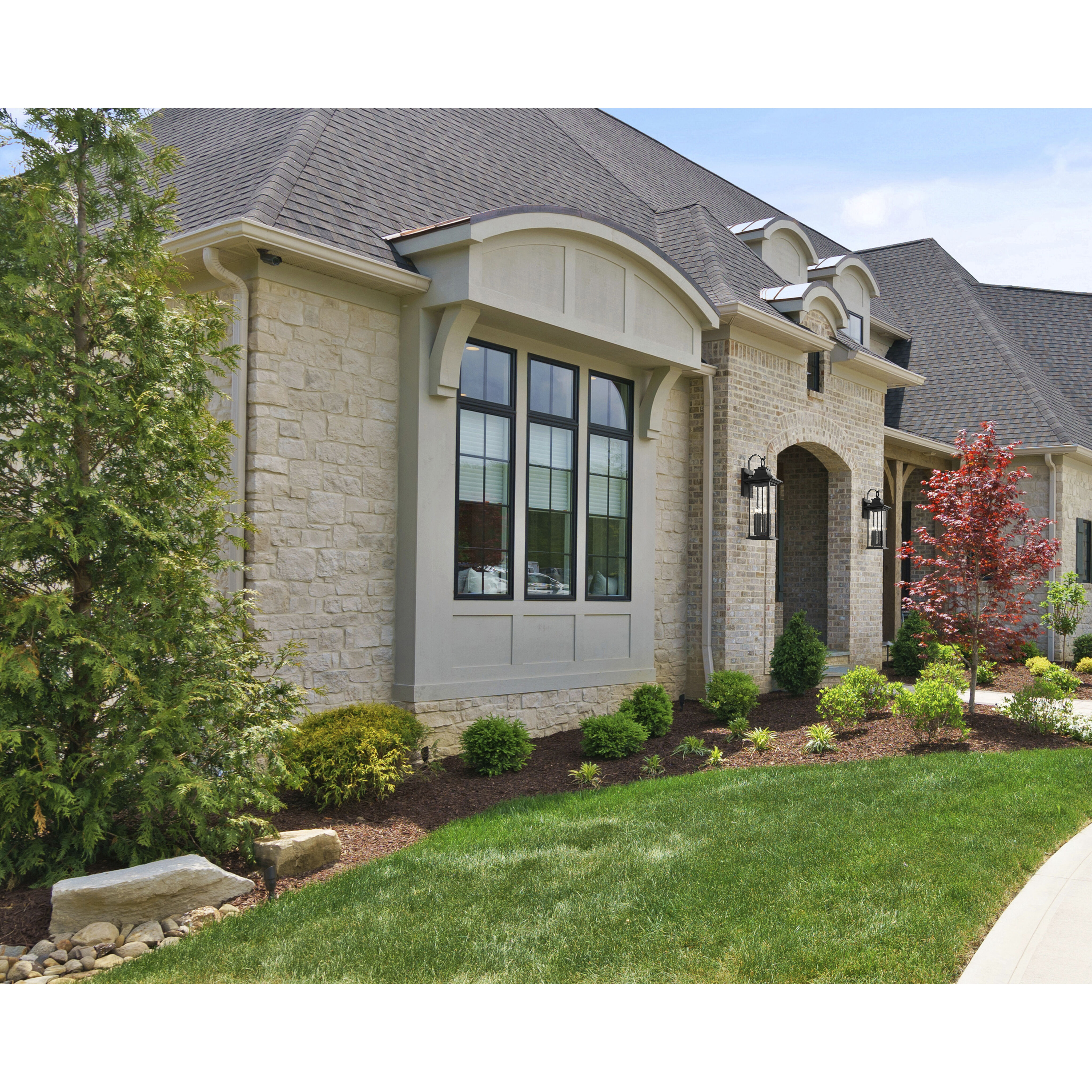 Tiberius 6 Light 34 inch Black Outdoor Wall Light in Clear Seedy Glass