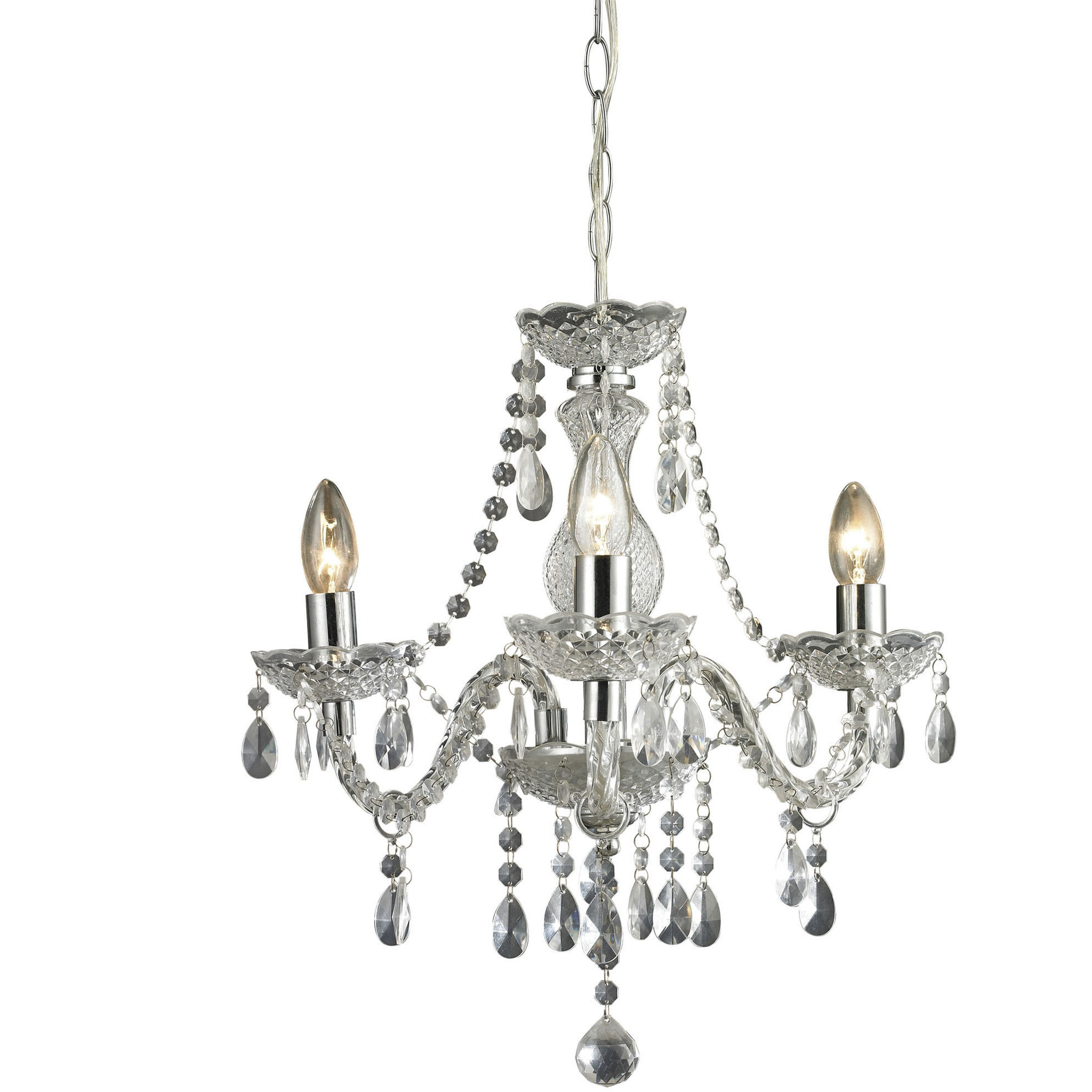 Theatre 3 Light 16 inch Chrome with Clear Chandelier Ceiling Light
