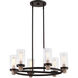 Austin 6 Light 27 inch Matte Black with Brass Accents Chandelier Ceiling Light