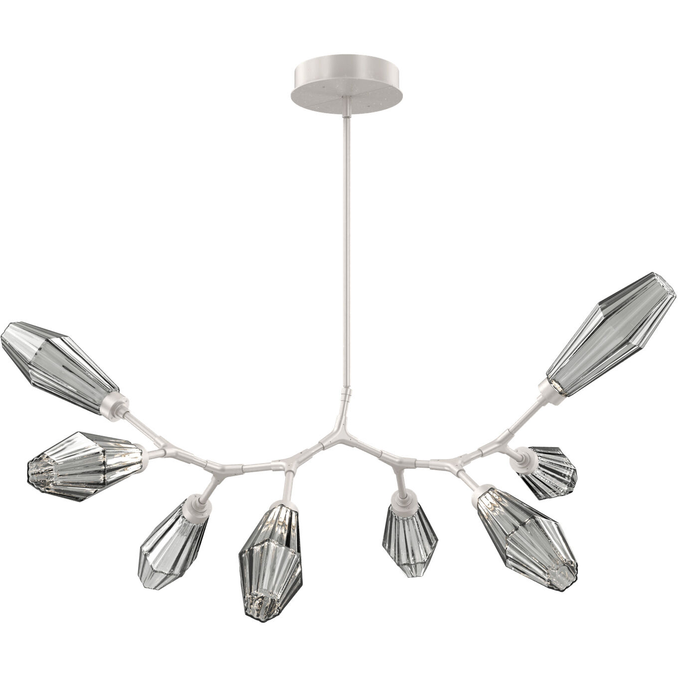 Aalto LED 47 inch Beige Silver Linear Pendant Ceiling Light in Optic Rib Smoke, Metallic Beige Silver, 2700K LED, Modern Branch