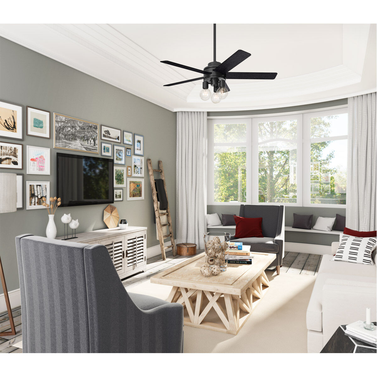 Hardwick 52 inch Matte Black with Distressed Black/Matte Black Blades Ceiling Fan