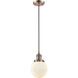 Franklin Restoration Beacon LED 6 inch Antique Copper Mini Pendant Ceiling Light in Matte White, Franklin Restoration