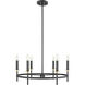 Transitional 6 Light 25 inch Matte Black with Natural Brass Chandelier Ceiling Light