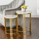 Marble Antique Gold and White End Table