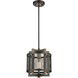 Woodbridge 1 Light 10 inch Matte Black with Weathered Oak and Brass Mini Pendant Ceiling Light