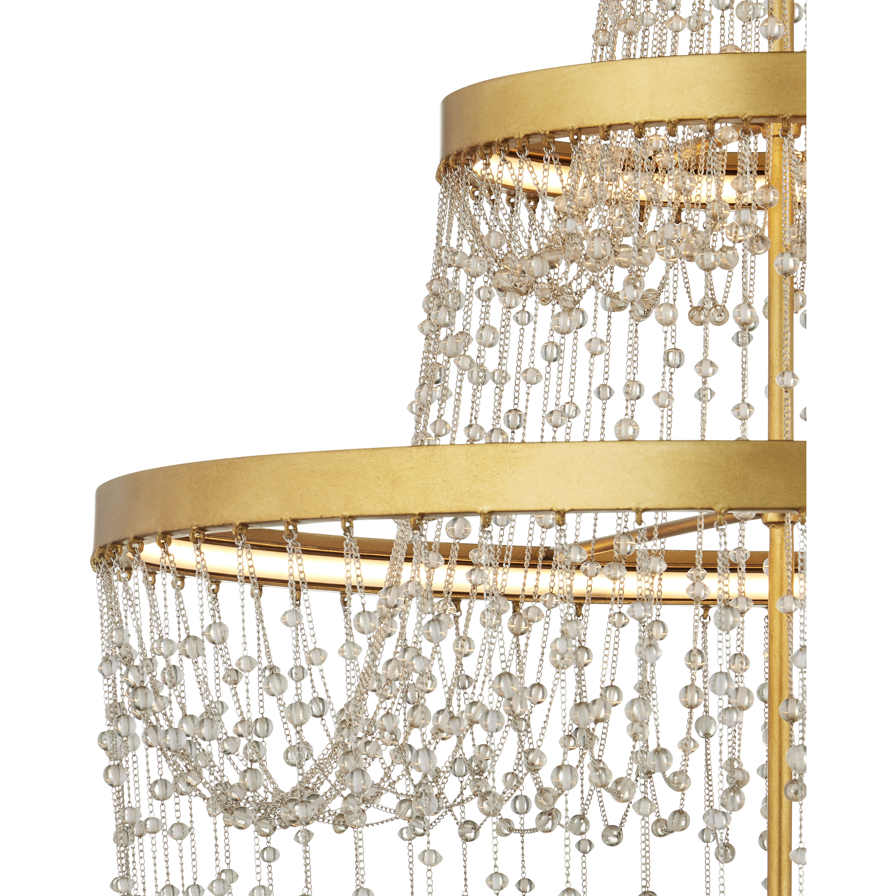 Mademoiselle LED 27.25 inch Contemporary Gold Leaf/Contemporary Gold/Clear Chandelier Ceiling Light