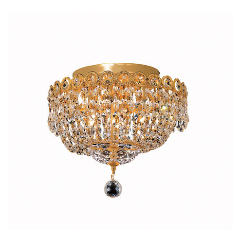 Century 4 Light 12 inch Gold Flush Mount Ceiling Light in Royal Cut