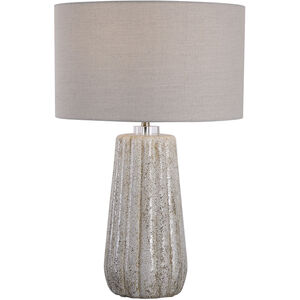 Pikes 26 inch 150.00 watt Stone-Ivory and Taupe Glaze with Brushed Nickel Table lamp Portable Light