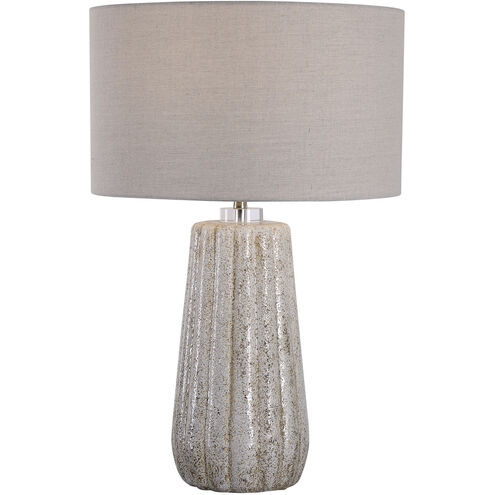 Pikes 26 inch 150.00 watt Stone-Ivory and Taupe Glaze with Brushed Nickel Table lamp Portable Light