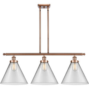 Ballston X-Large Cone LED 36 inch Antique Copper Island Light Ceiling Light in Clear Glass