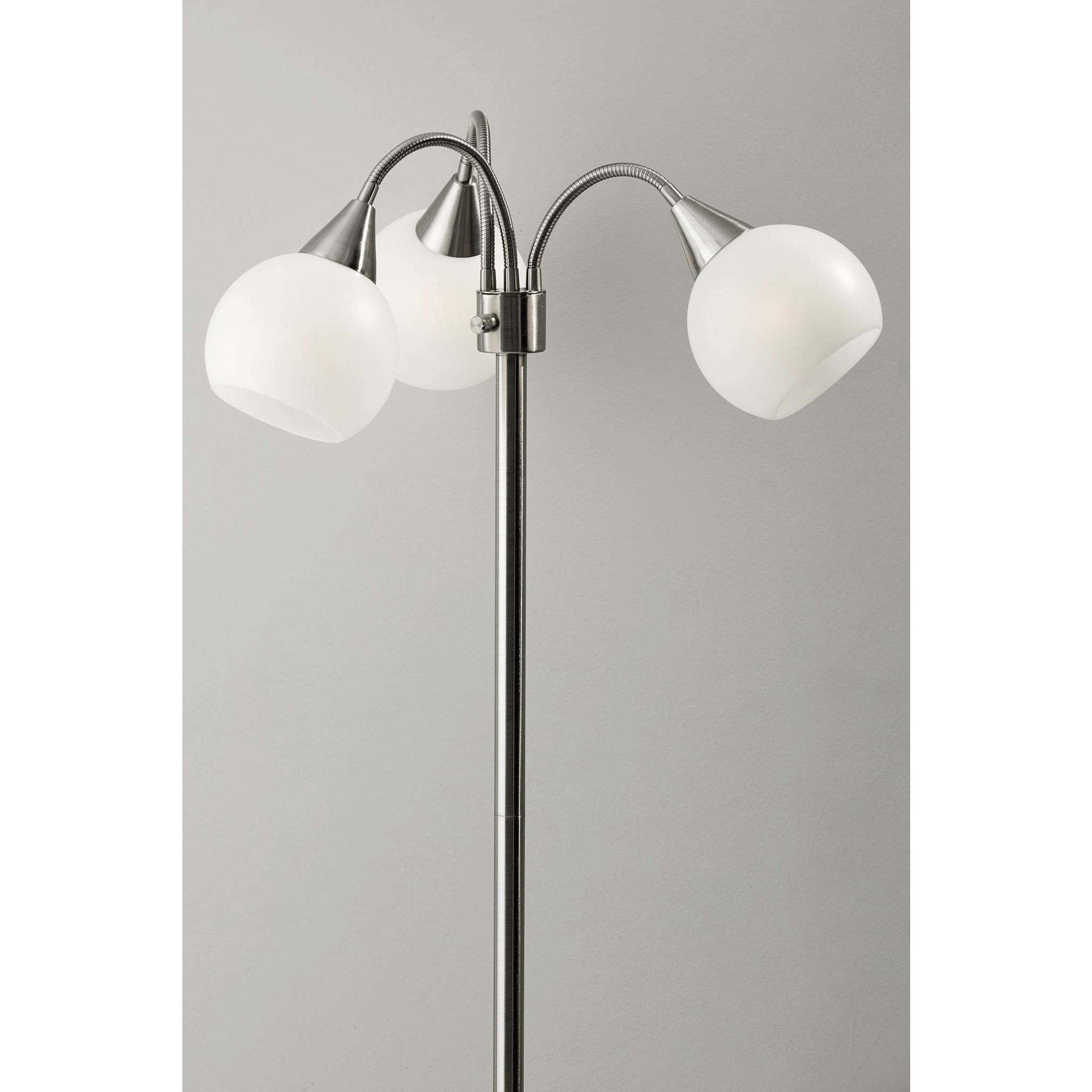 Phillip 65.5 inch 40 watt Brushed Steel 3-Arm Floor Lamp Portable Light