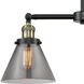 Franklin Restoration Large Cone LED 21 inch Black Antique Brass Chandelier Ceiling Light in Plated Smoke Glass, Franklin Restoration