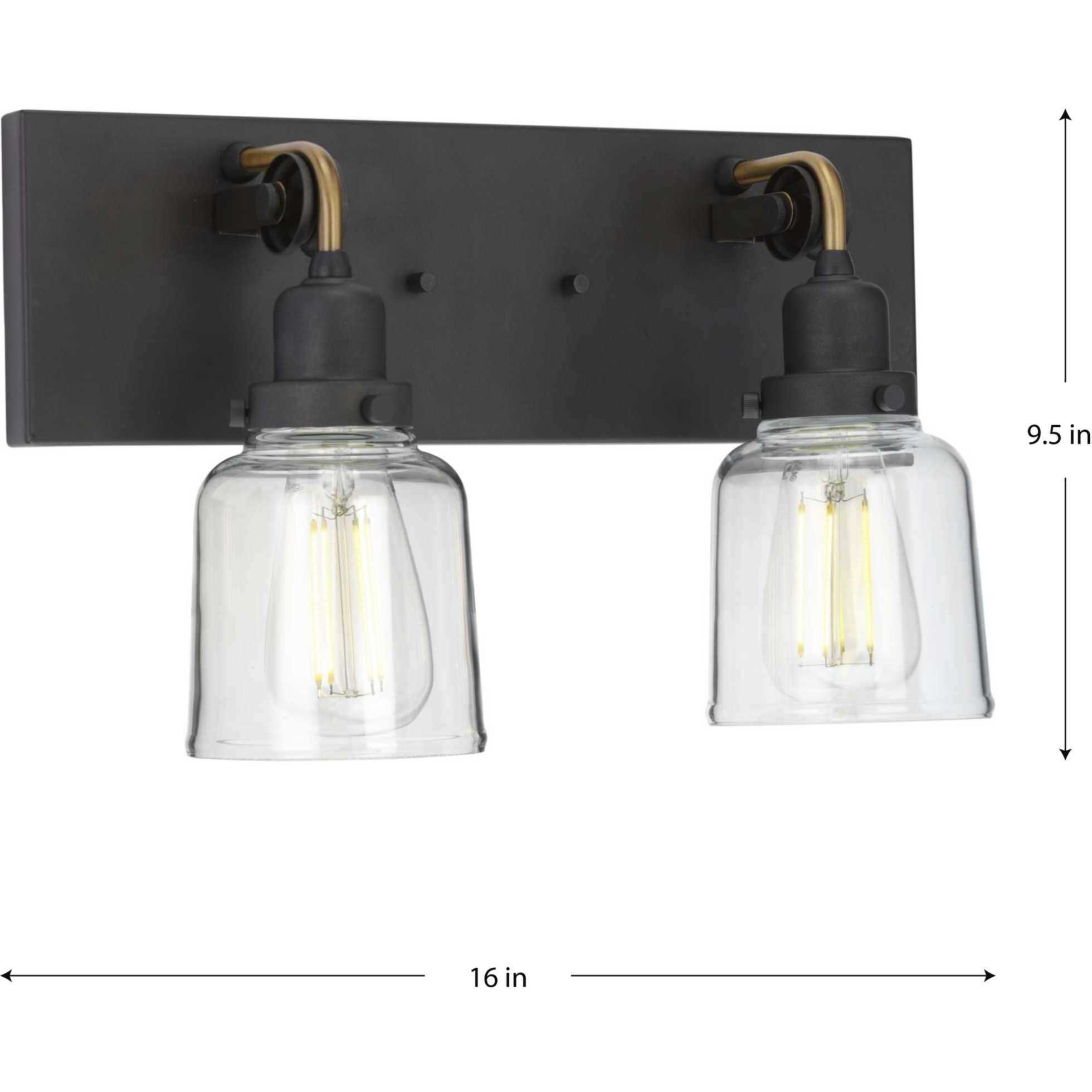 Rushton 2 Light 16 inch Graphite Bath Vanity Wall Light