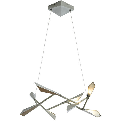 Quill LED 33.9 inch Sterling with Modern Brass Pendant Ceiling Light in Sterling/Modern Brass