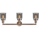 Franklin Restoration Small Bell LED 30 inch Antique Copper Bath Vanity Light Wall Light in Plated Smoke Glass, Franklin Restoration