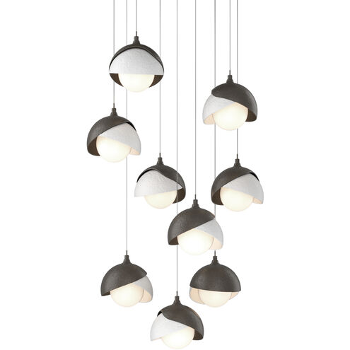 Brooklyn 9 Light 20.5 inch Dark Smoke and White Pendant Ceiling Light in Dark Smoke/White, Round