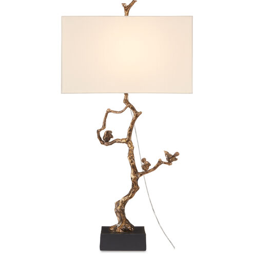 Shadows 33.5 inch 150 watt Antique Brass/Black Table Lamp Portable Light
