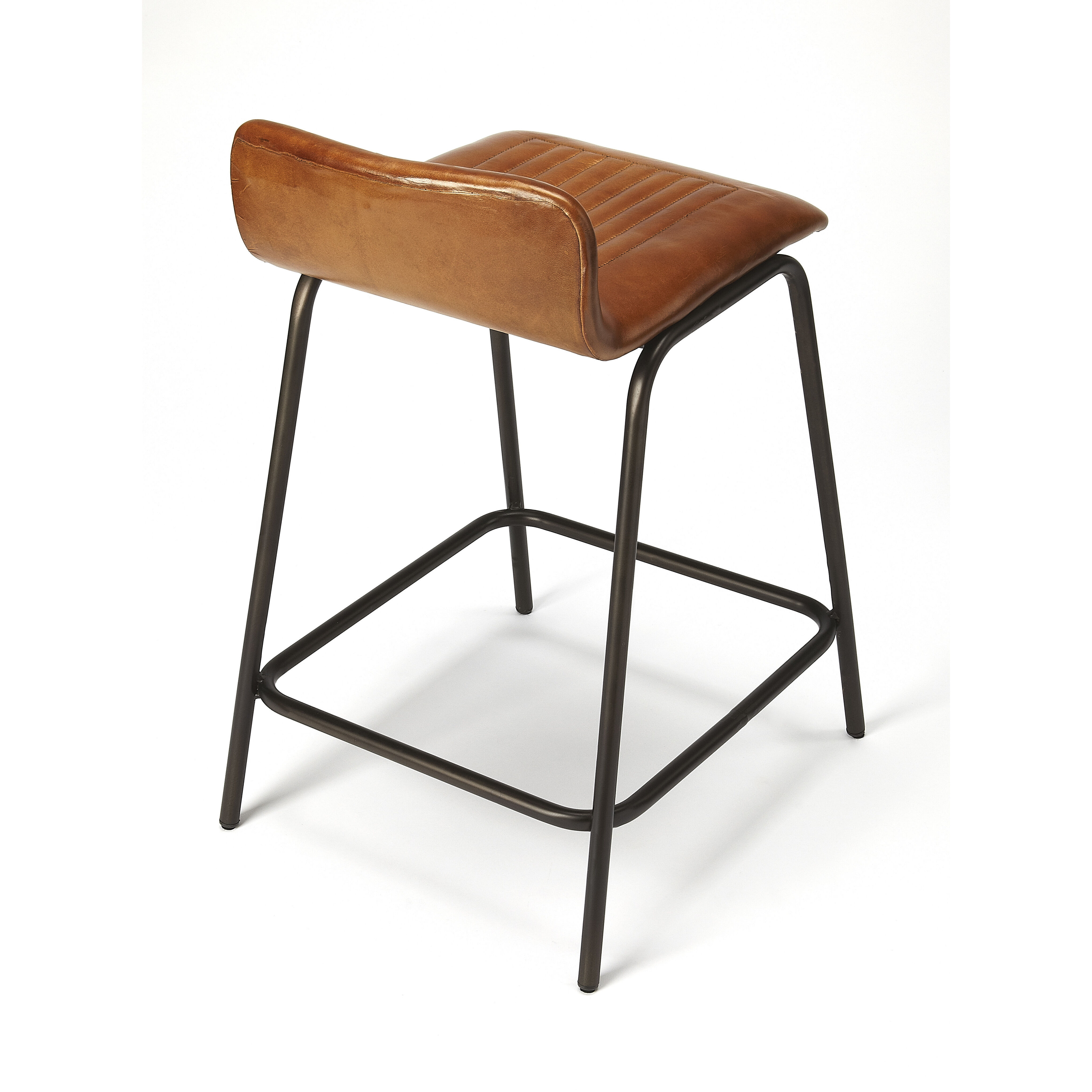Industrial Chic Ludlow Leather & Metal 29 inch Brown Leather Barstool