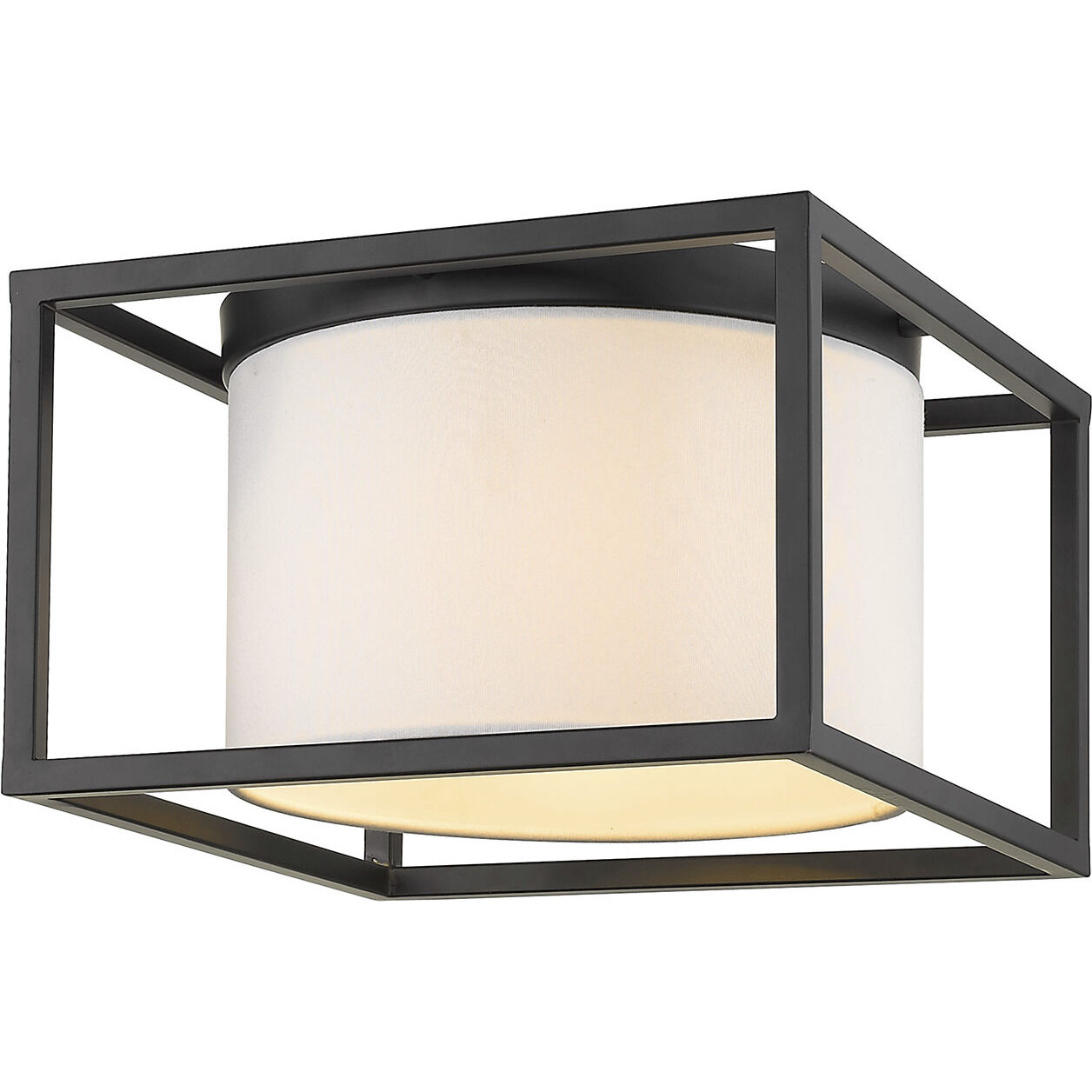 Manhattan 2 Light 12 inch Matte Black Flush Mount Ceiling Light, Damp