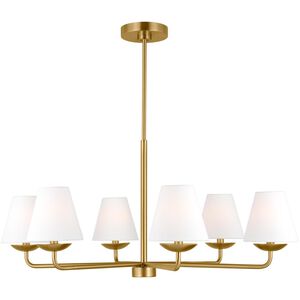 Drew & Jonathan Scott Albion 6 Light 34 inch Satin Brass Chandelier Ceiling Light