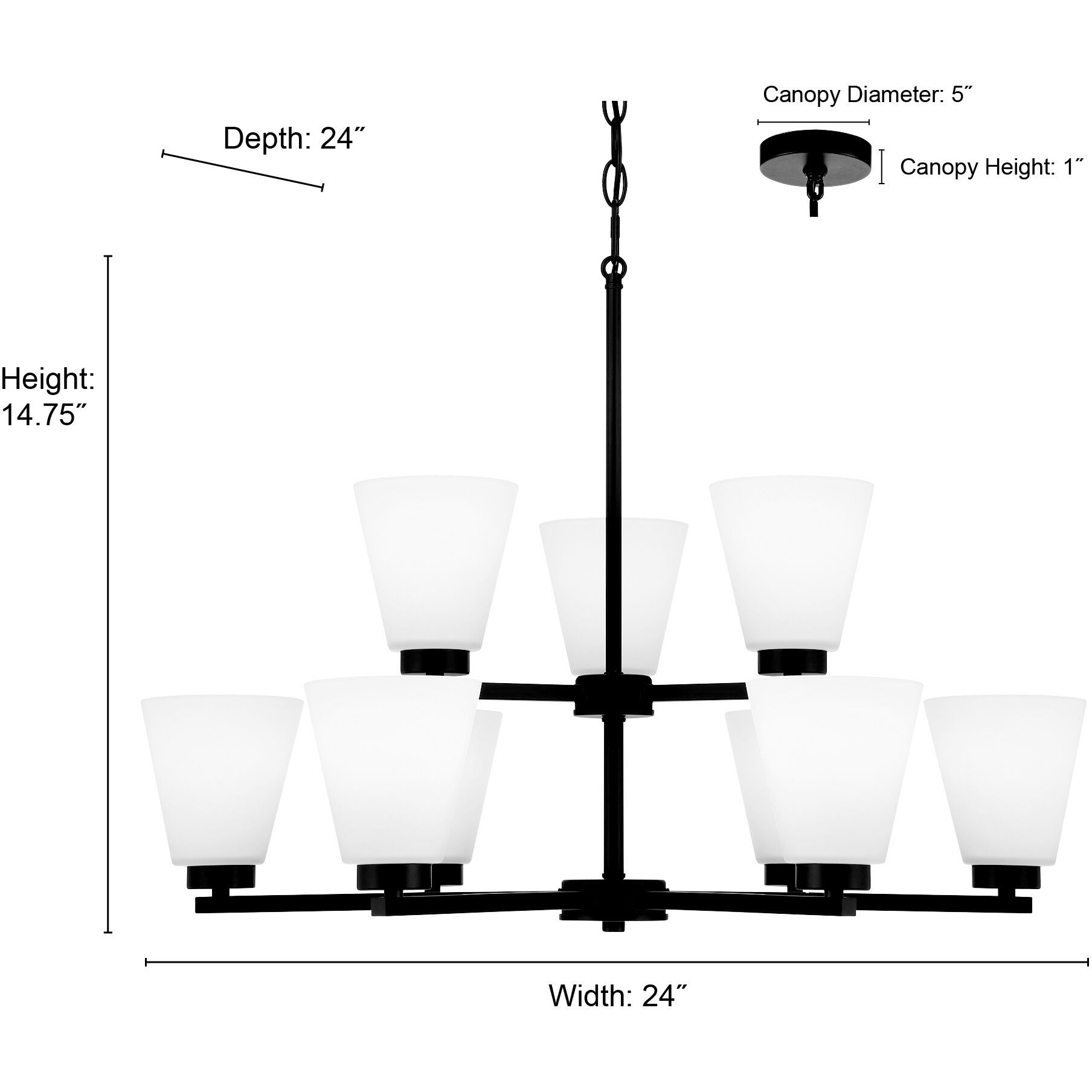 Strayhan 9 Light 28.5 inch Matte Black Chandelier Ceiling Light