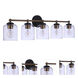 Coppa 5 Light 32.48 inch Flat Black/Satin Brass Vanity Light Wall Light
