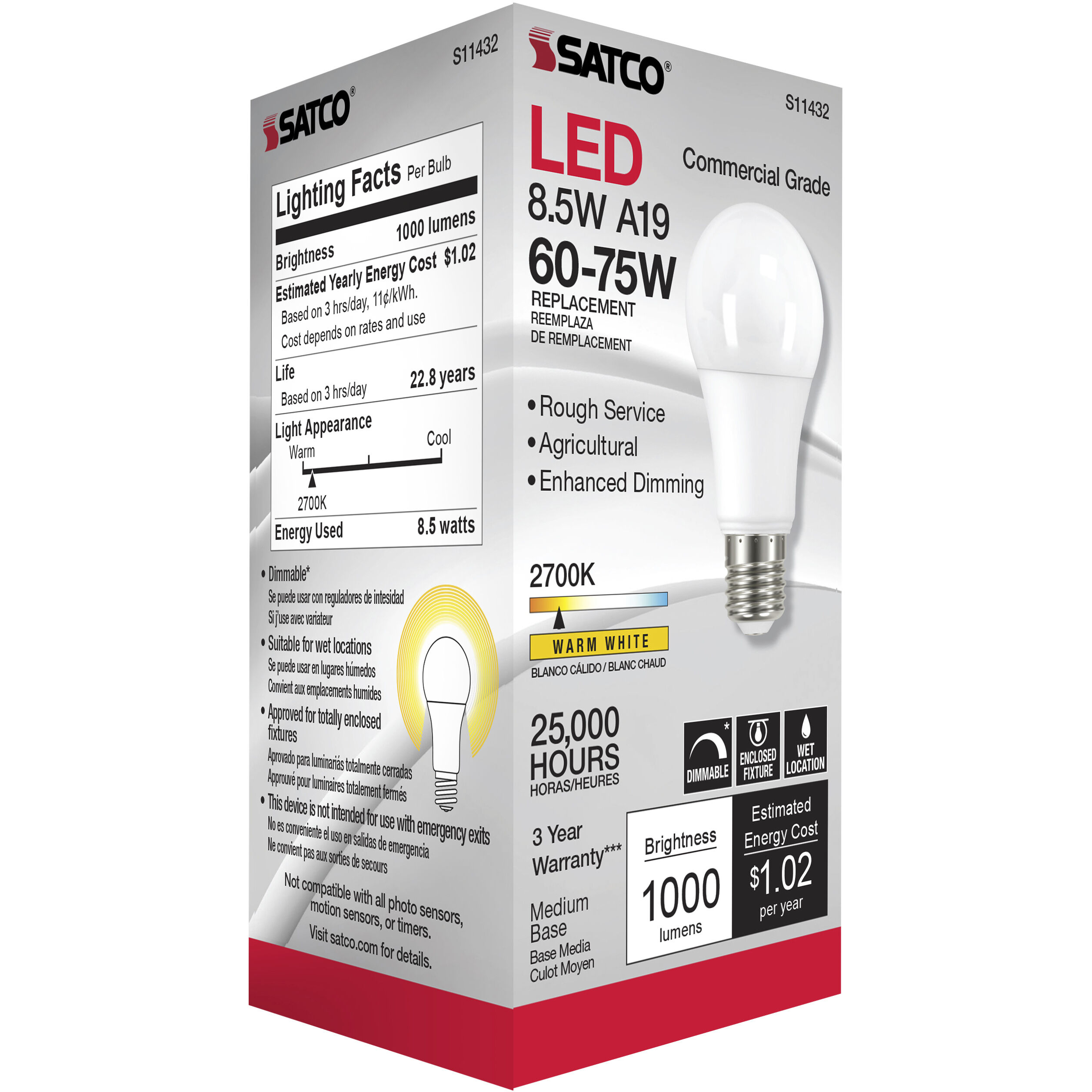 Lumos LED A19 8.50 watt 2700K Light Bulb