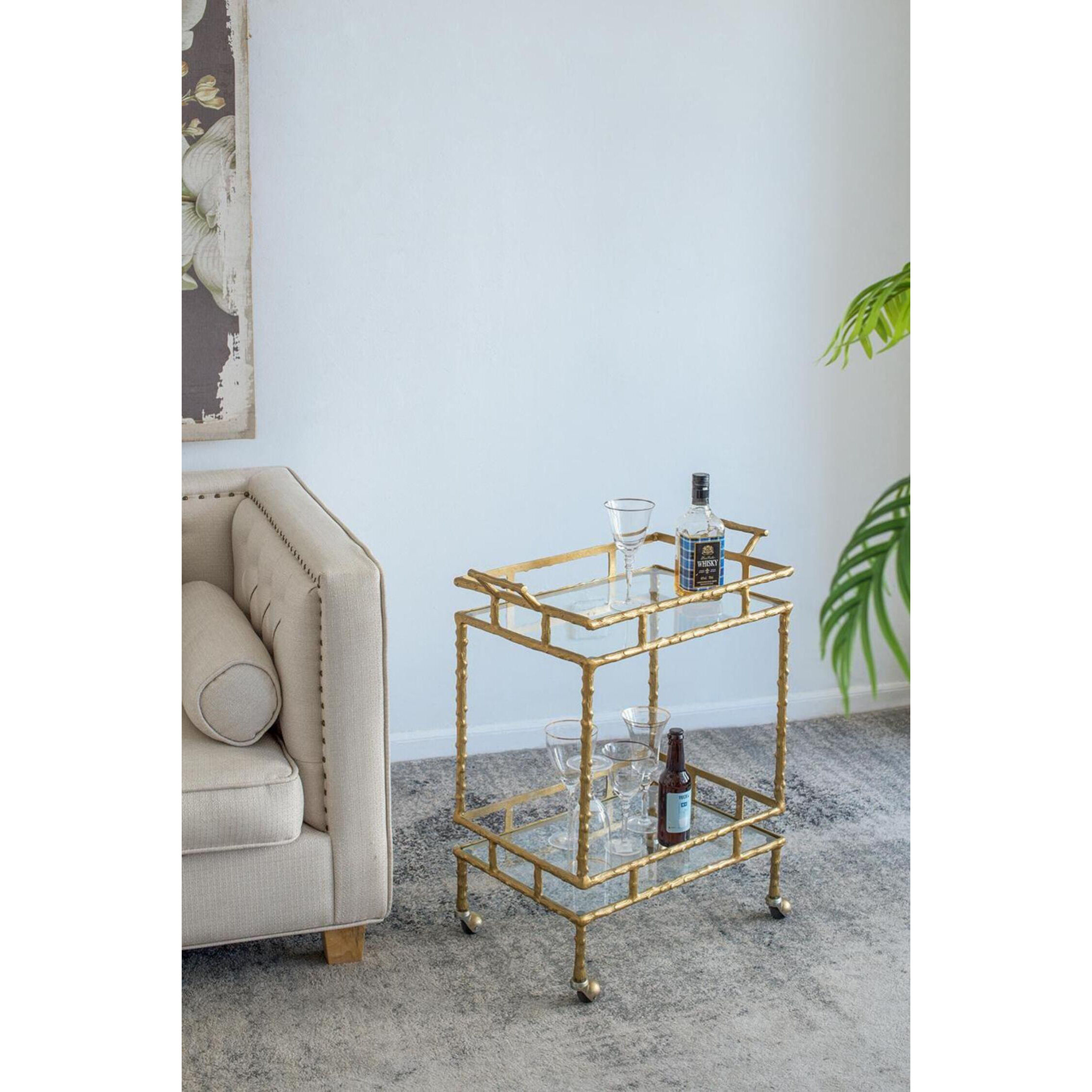 Twig Brass Antique Bar Cart