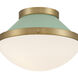 Xander 1 Light 12.25 inch Vibrant Gold Flush Ceiling Light in Vibrant Gold and Green
