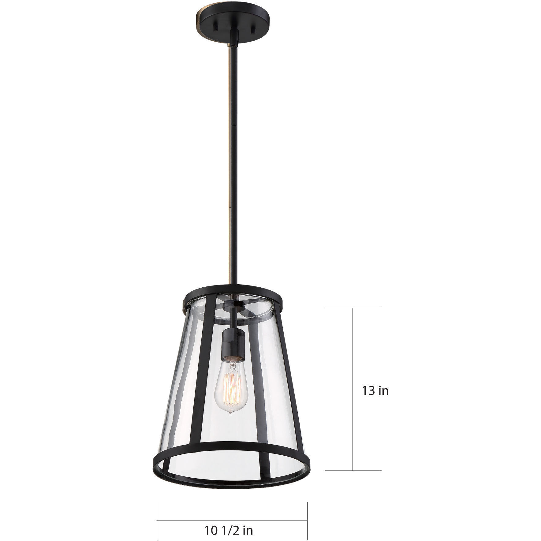 Bruge 1 Light 11 inch Matte Black and Clear Pendant Ceiling Light
