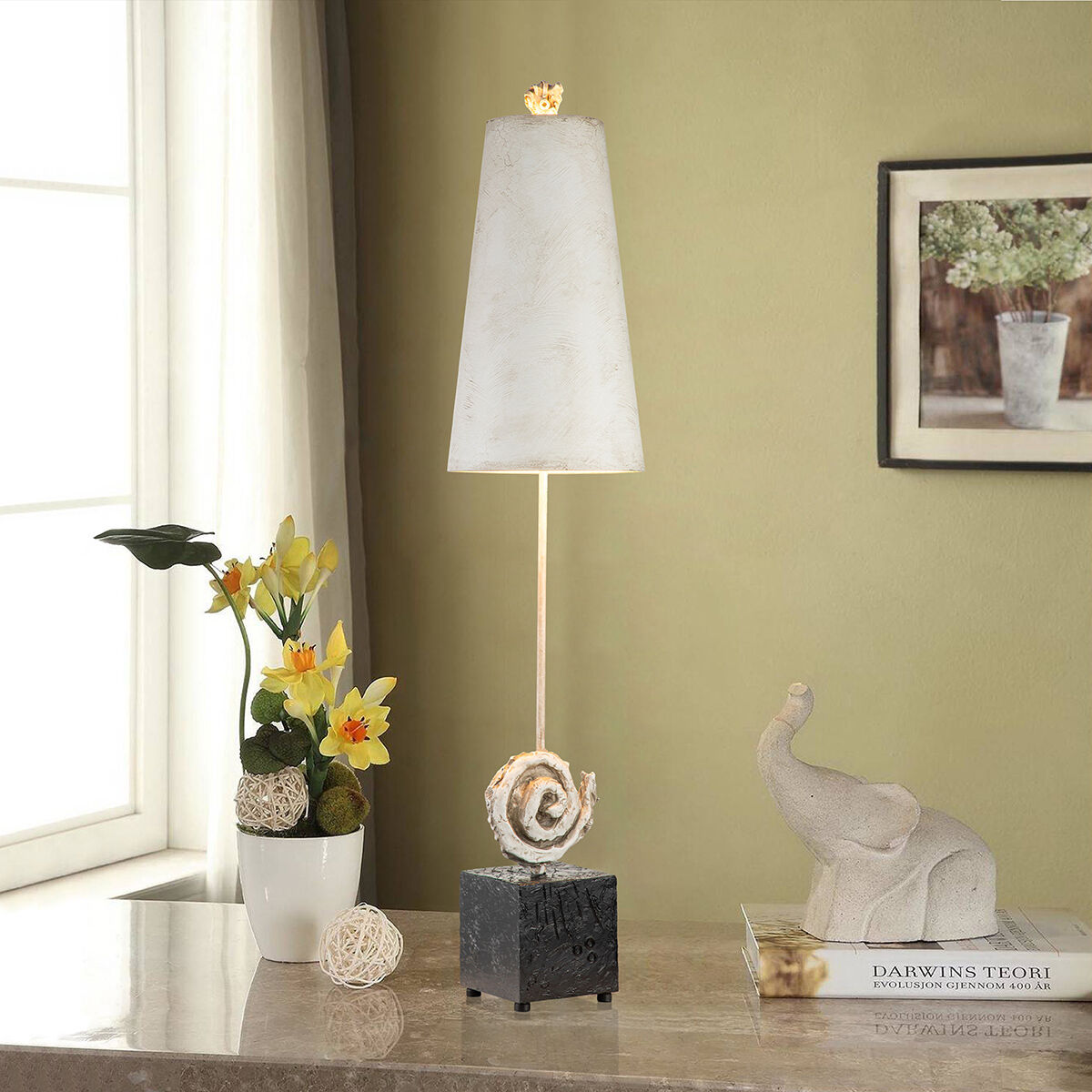 Swirl 39 inch Bone White Buffet Lamp Portable Light