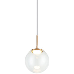 Boble LED 10 inch Aged Gold Brass Pendant Ceiling Light in Aged Gold Brass and Clear