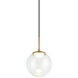 Boble LED 7.88 inch Aged Gold Brass Pendant Ceiling Light in Aged Gold Brass and Clear