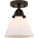 Nouveau 2 Large Cone 1 Light 8 inch Oil Rubbed Bronze Semi-Flush Mount Ceiling Light in Matte White Glass