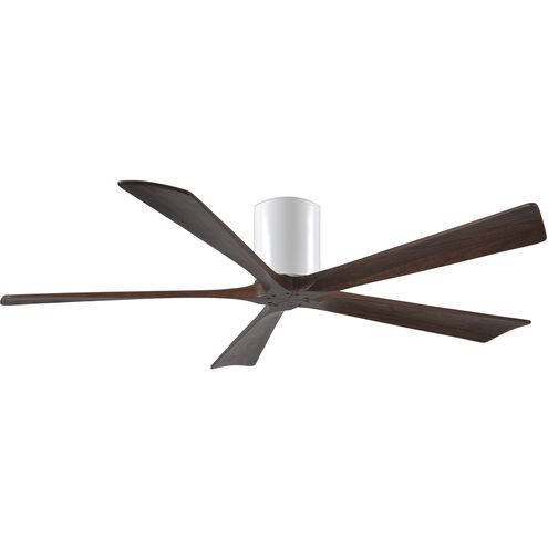 Atlas Irene-5H 60 inch Gloss White with Walnut Tone Blades Ceiling Mount Paddle Fan, Flush Mounted